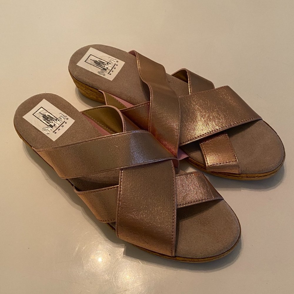 Rose Gold Elastic Strap Sandals